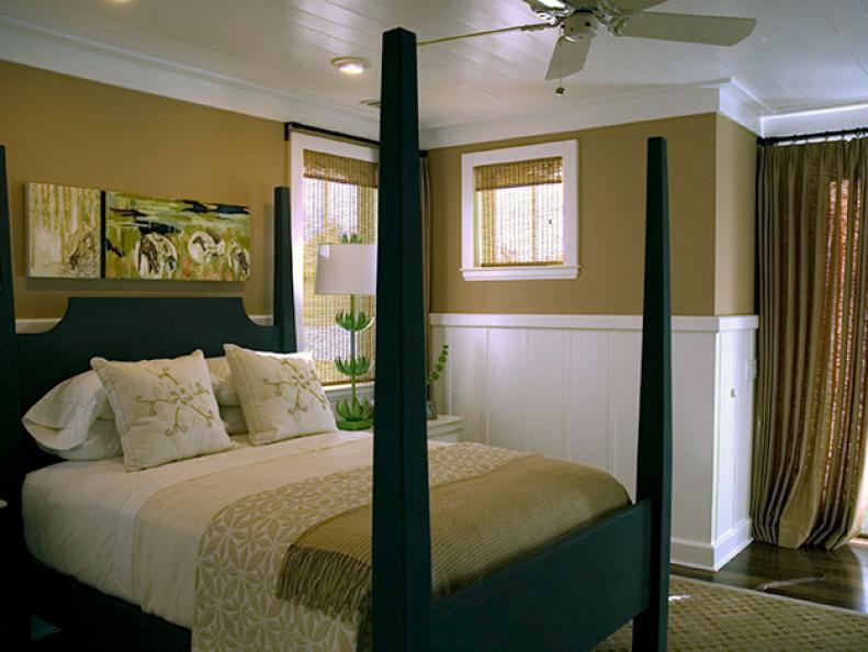 Master Bedroom With Plank Ceiling 