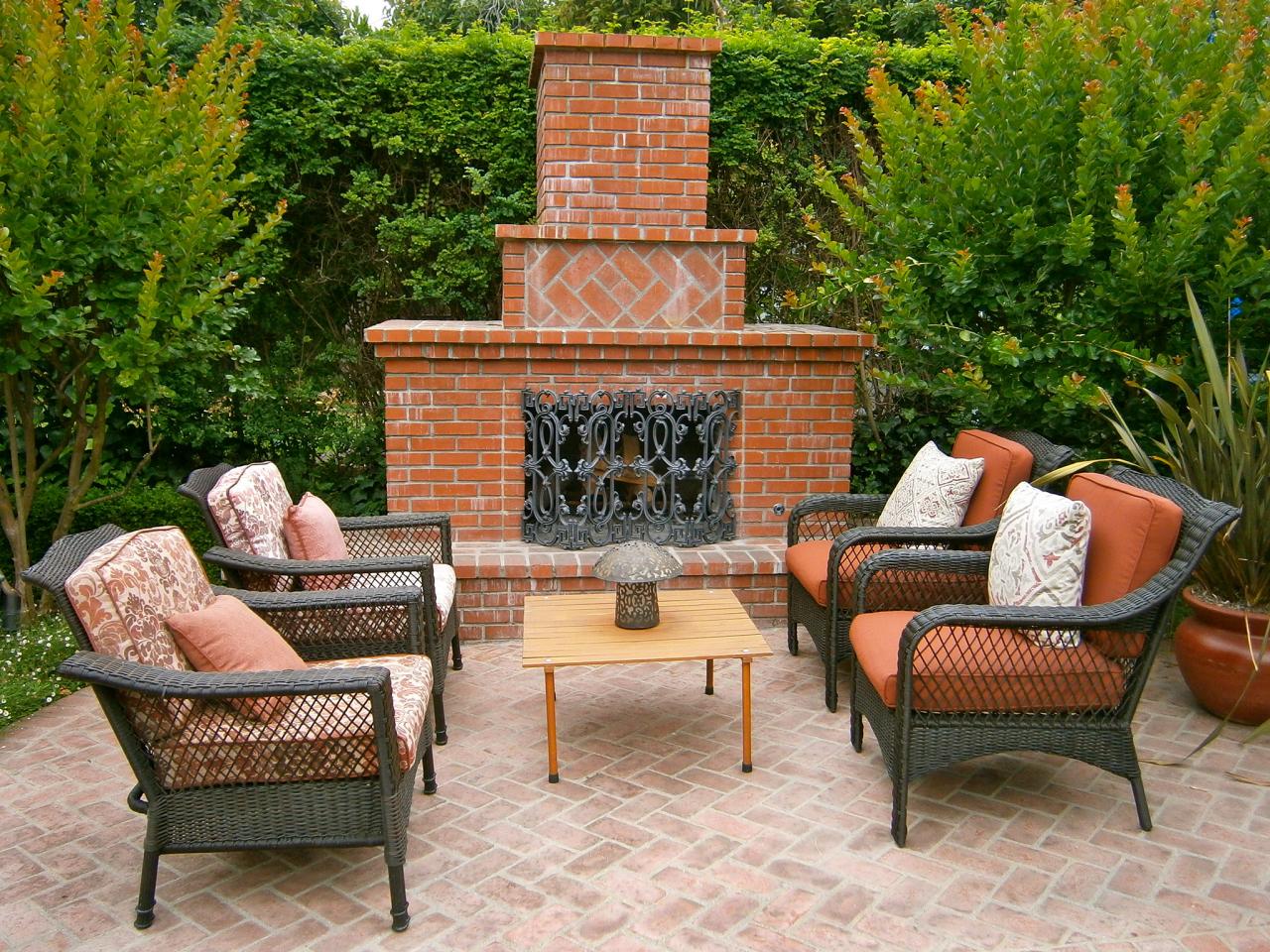 Simple Outdoor Brick Fireplace