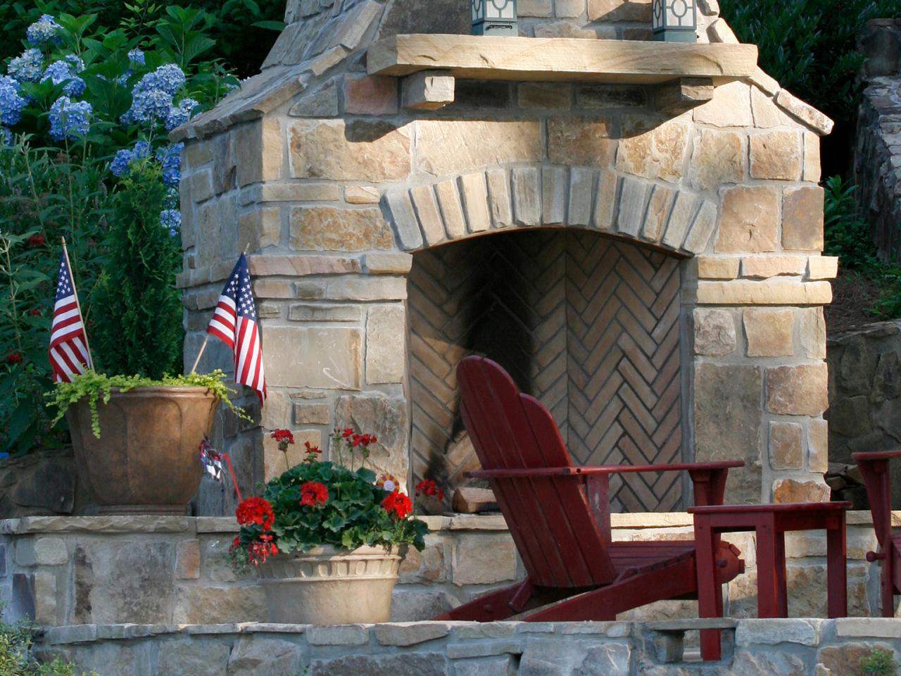 outdoor stone fireplace