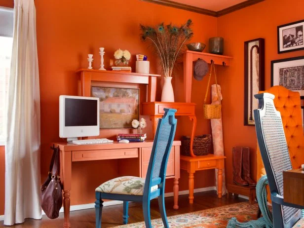 Orange-Packed Office | HGTV Orange-Packed Office