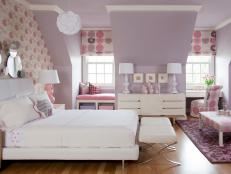 Lavender walls with pink and gray accents