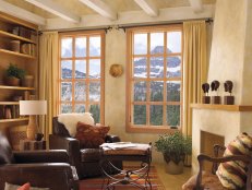 Casement window in mountain living room