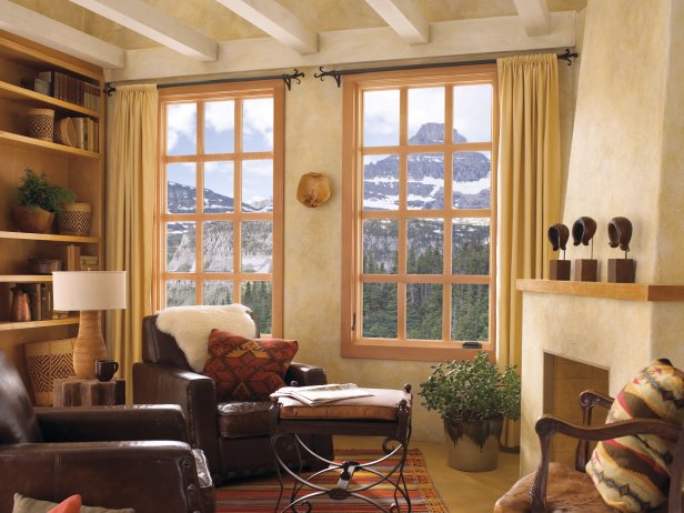 Casement window in mountain living room
