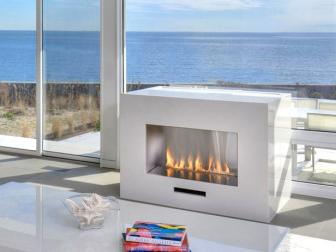 Modern Fireplace in a Beach House With Ocean View