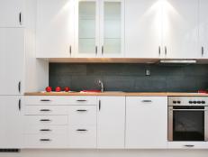 Modern Kitchen With Gray Backsplash