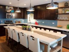 Brown and Blue Contemporary Kitchen