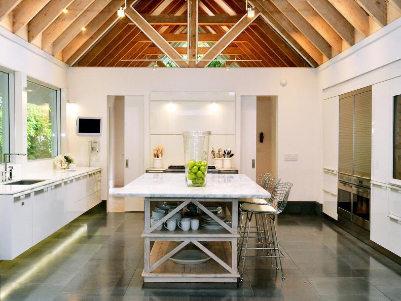 Modern Kitchen with Wood Ceiling