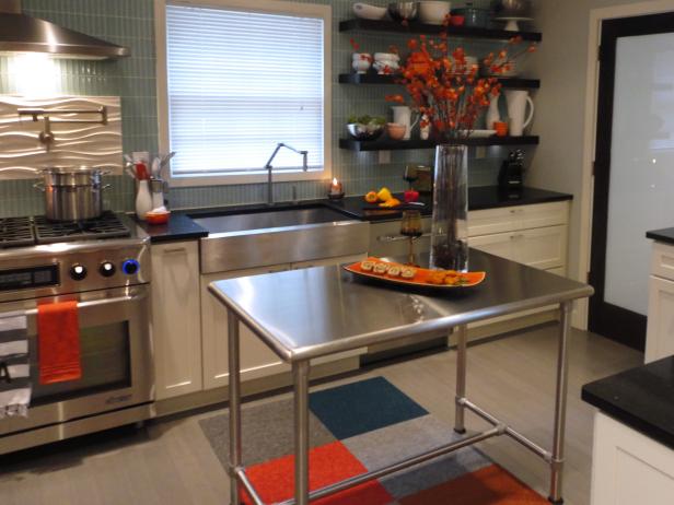 stainless steel kitchen counter table