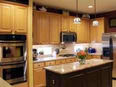 A kitchen with replacement kitchen cabinet doors to give the kitchen an updated look.
