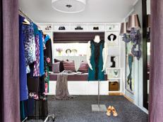 Walk In Closet With Lavender Accents