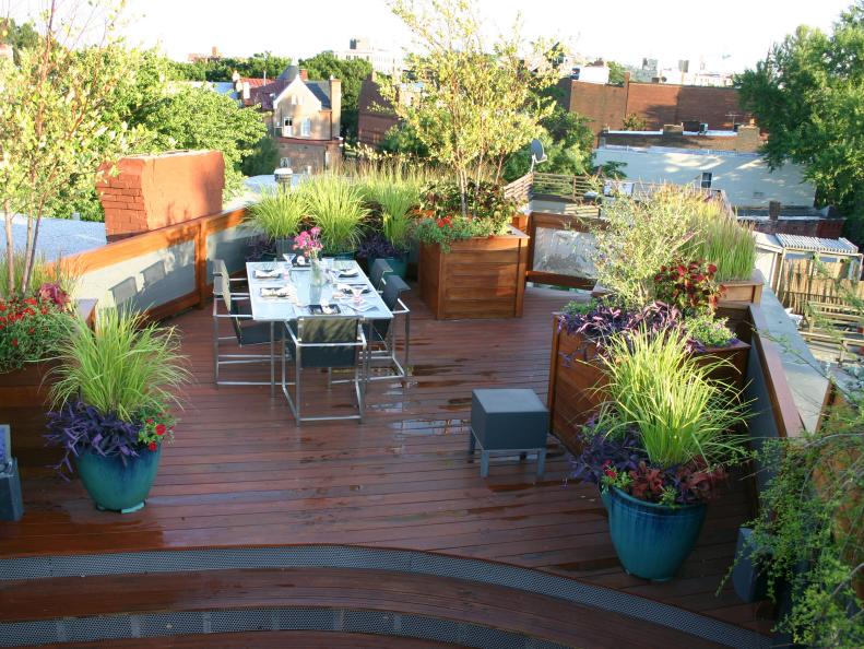 Small Rooftop Deck With Container Garden