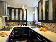 Small Black and White Kitchen. 