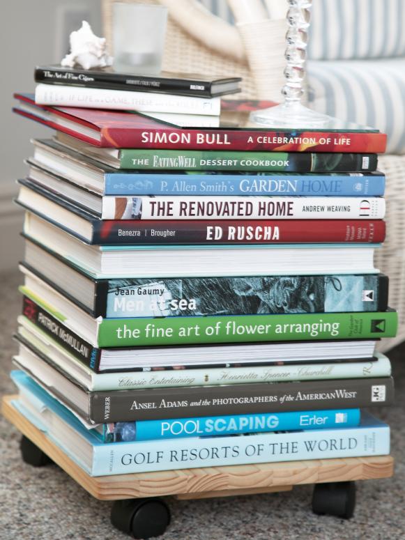 Stack of Books on a Plant Stand. 