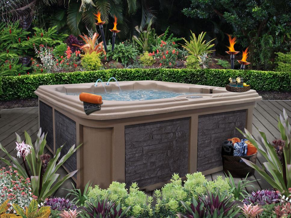 landscape hot tub