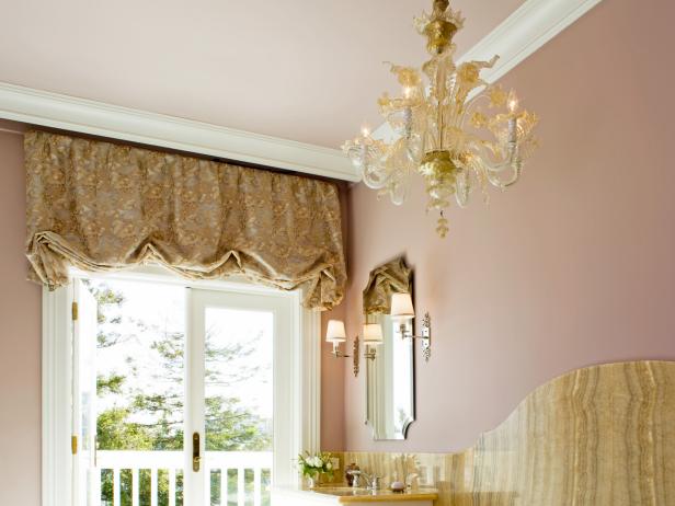 Traditional Master Bathroom With Chandelier