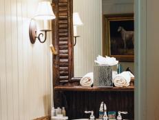 This classic lodge style vanity appears rustic, yet offers all of the modern amenities you would expect at the RT Lodge.