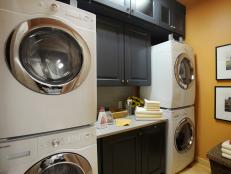 Located on the lower level of HGTV Dream Home 2011, the laundry room accommodates families and guests with extra-large appliances and task and storage space.