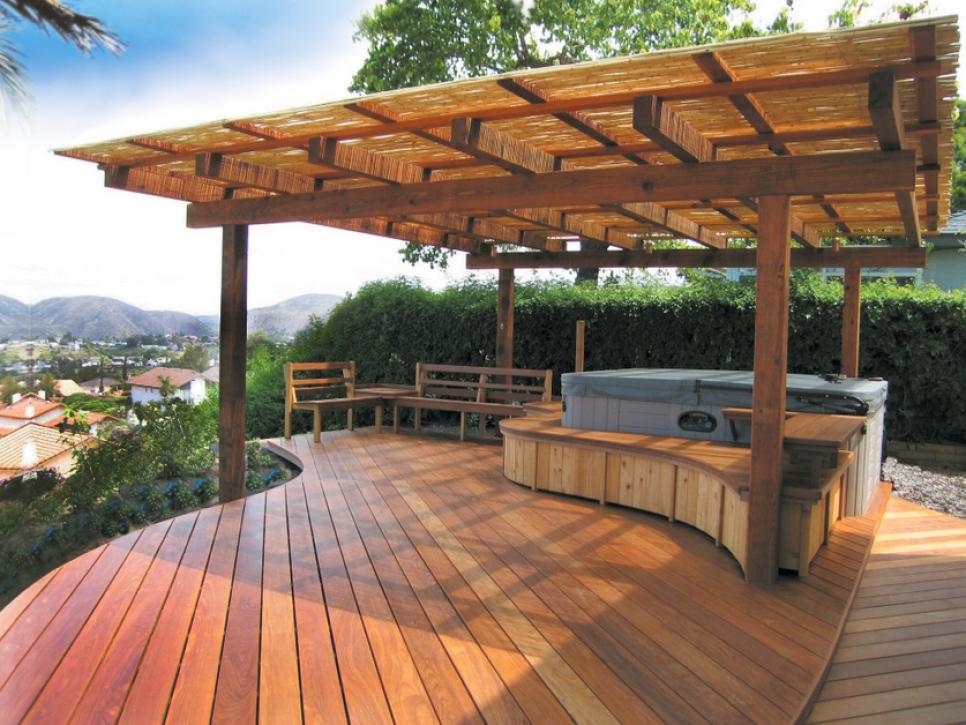 two level deck ideas with hot tub