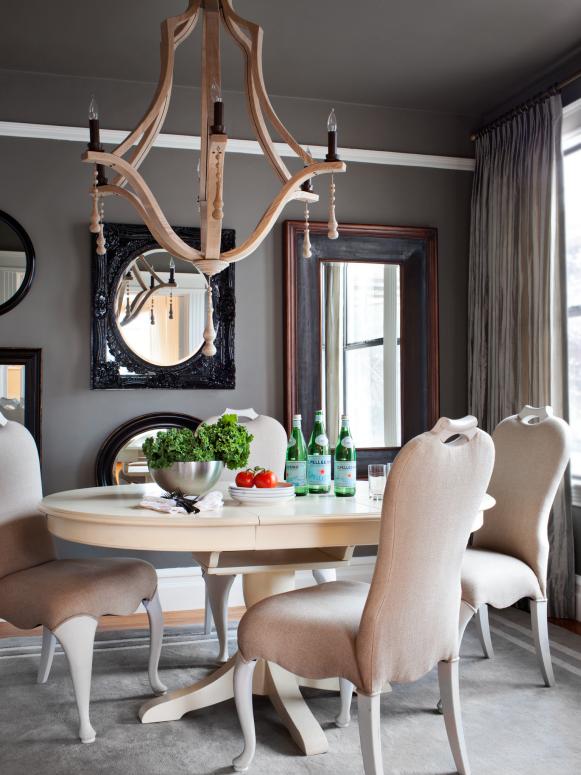 Crystalâ  s dining room can accommodate up to six guests thanks to the oval-shaped, pedestal-base table.