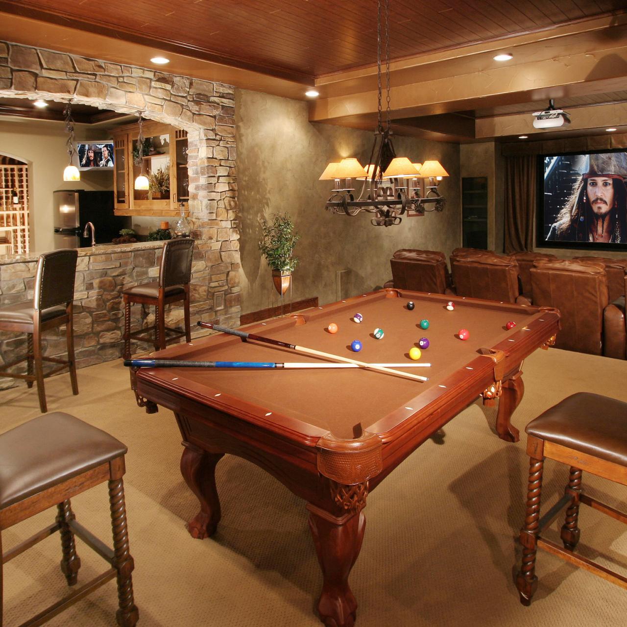 Ultimate Man Cave Ideas: Screens, Pool Table, Theater Seating, Granite