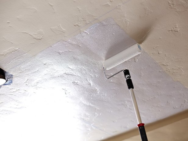 Apply an even coat of contact cement to your ceiling as well.
