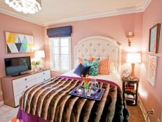 Pink Room With Tufted Headboard 