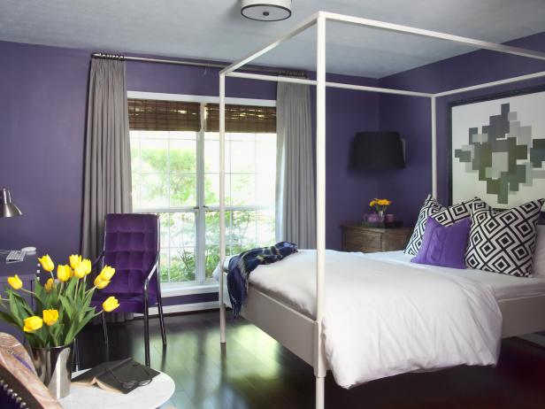 Guest Room With Violet Walls 