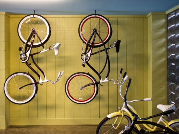 Bicycle hooks store for garage ceiling