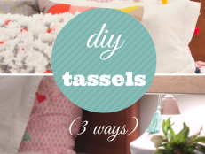 In just a few simple steps (and under fifty cents each!) you can make trendy tassels perfect for dressing up bedding, clothing, lamp pulls and more.