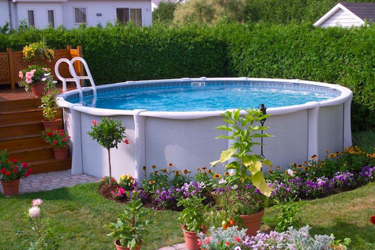 17 ways to add style to an above ground pool hgtv 39 s for Pool design garden