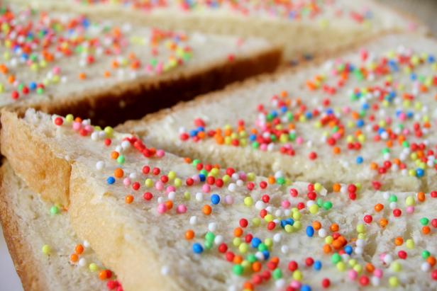 Bread with butter and sprinkles.