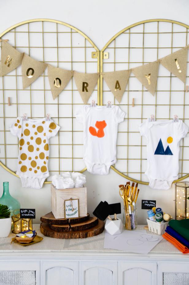 Set Up A Diy Baby Shower Onesie Station Hgtv S Decorating Design