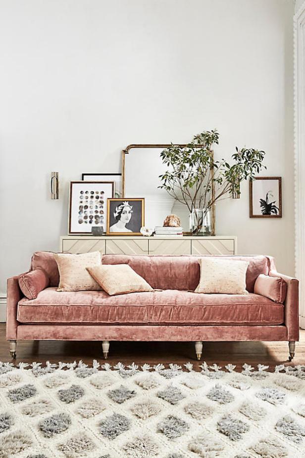 Blush Velvet Sofa 