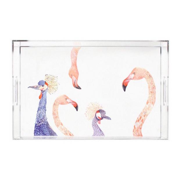 Painted Plumes + Flamingo Tray