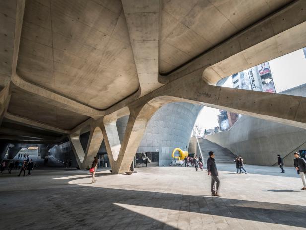 Modern architecture at the Dongdaemun Design Plaza. Photo taken February 20, 2015 in Seoul, South Korea.