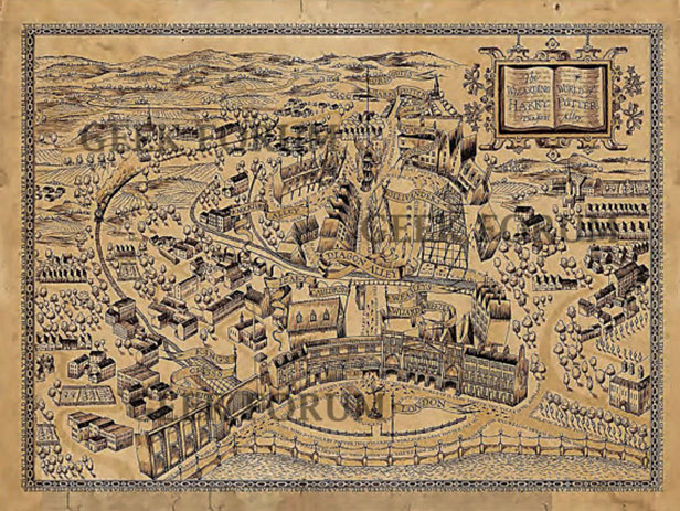 HIGH QUALITY PRINT On GOLD Shimmer Paper Harry Potter Diagon Alley Map 