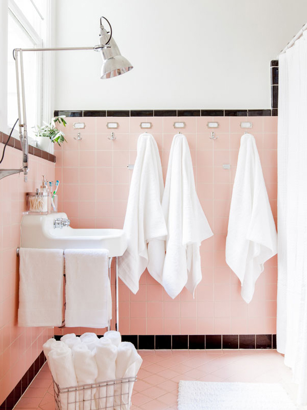 Retro Pink Tiled Bathrooms, Pink Bathroom Tile