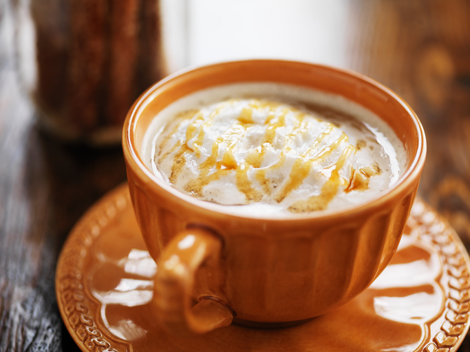 caramel pumpkin spice latte with cream