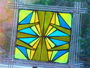 Blue Dichroic Succulent Moon Stained Glass Art