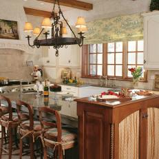 French Country Eat-In Kitchen With Cabinet