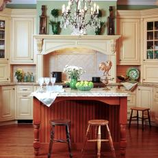 Ivory Country Kitchen With Chandelier