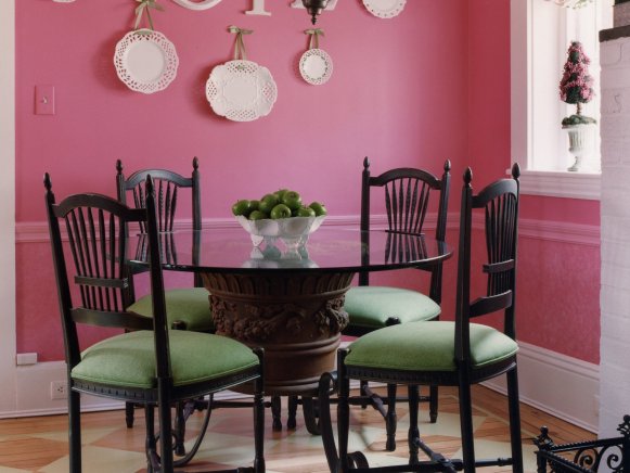 Dining Nook with Pink Walls
