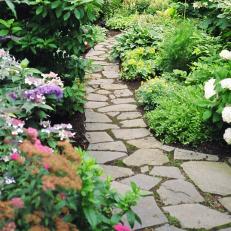 stone path in tranquil garden