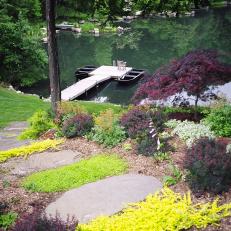 beautifully landscaped path to boat dock