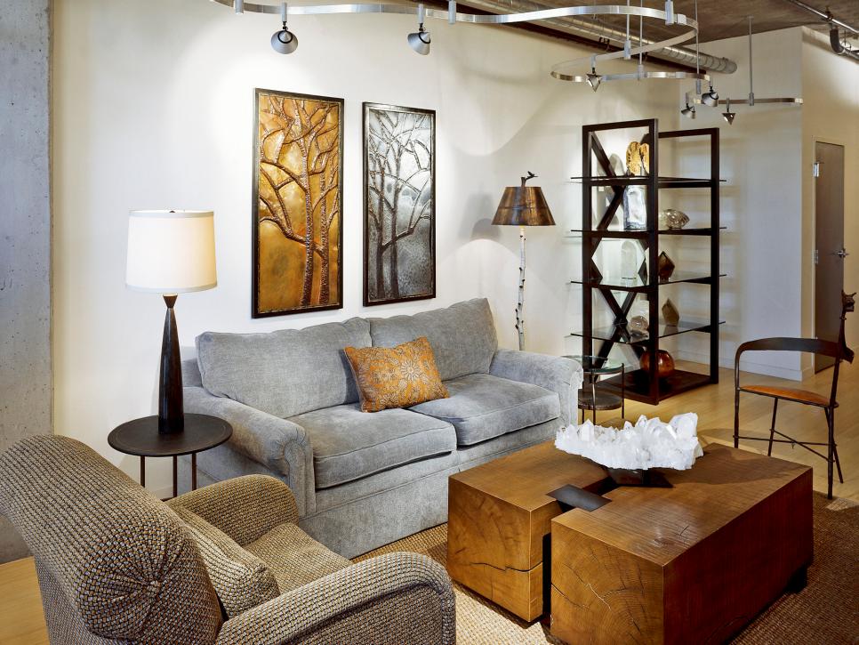 White Contemporary Living Room With Gray Sofa | HGTV