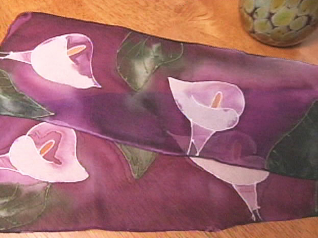 Hand-painted silk scarf