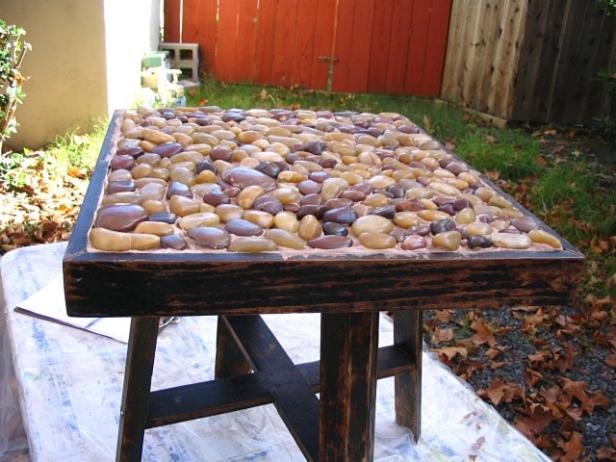 Rustic Inlaid Stone Side Table | HGTV