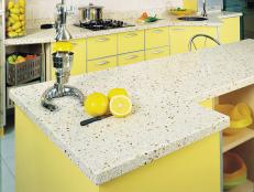 Yellow Kitchen With Caesarstone Countertop
