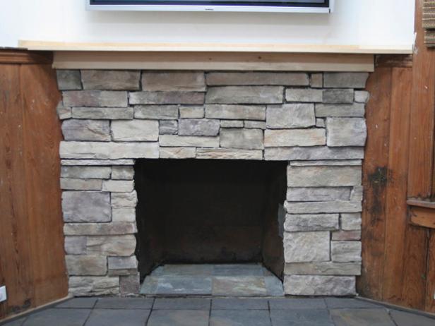 Cover A Brick Fireplace With Stone, How To Install Decorative Stone Fireplace