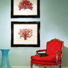 Red Armchair and Artwork